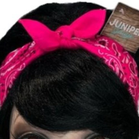 Neon Pink Paisley Rockabilly Bandana Tie Headband - Picture 8 of 13
